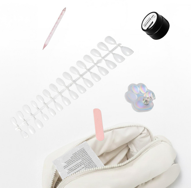 [MSMULTIVERSE] 할 수 있어 셀프 젤 소프트 인조 손톱 네일 투명 연장 풀팁 소품 세트, 1개, 숏 코핀