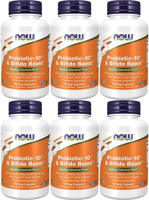 나우푸드 프로바이오틱 10 비피도 부스트 250억 CFU 유산균 베지캡슐, 6개, 90정 - 쿠팡