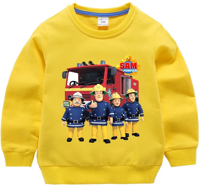 어린이 소방관 샘 스웨터 봄과 가을 새로운 100% 면 아동복 소년 캐주얼 만화 긴팔 스웨터 소년, 04 80(18M), 09 color 6