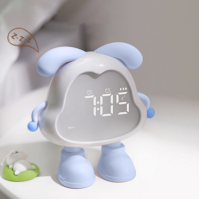 플랜와이 멍멍이 멀티 다기능 LED 탁상 알람 시계, 스카이블루