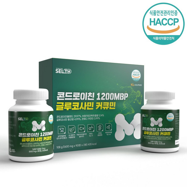 콘드로이친 1200 MBP 글루코사민 커큐민 식약처 HACCP 인증 상어연골 분말 유단백 추출물, 180정, 1개