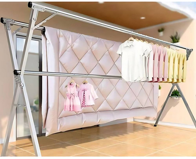 접이식 길이조절 올스텐 이불 빨래건조대, 실버