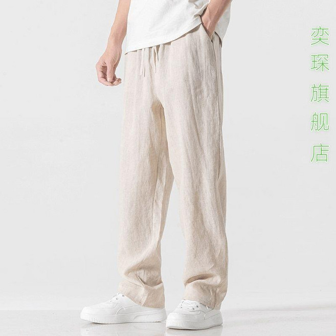 男士亞麻夏季休閒長褲 中國風棉麻透氣褲子