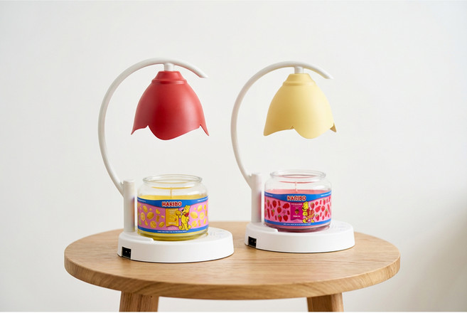 다빛이 플라워머세트 양키 하리보 캔들 터치타이머 캔들워머 전구2개 자체제작상품, 옐로, (하리보)멜론믹스