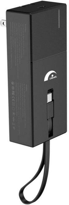 【JPB】自帶雙線20W快充行動電源 內建插頭 10000mAh大容量 快速充電 輕巧便攜, 黑色