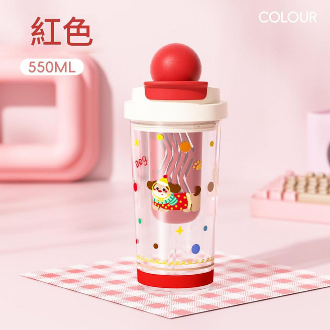 新款大容量卡通水杯, 紅色浮球550ml 獨立茶倉, 1套, 1300L