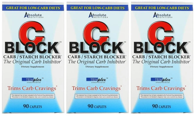 Absolute Nutrition CBlock Carb/Starch Blocker 앱솔루트 뉴트리션 씨블록 90정 3병 바나듐 크롬 함유 - 쿠팡