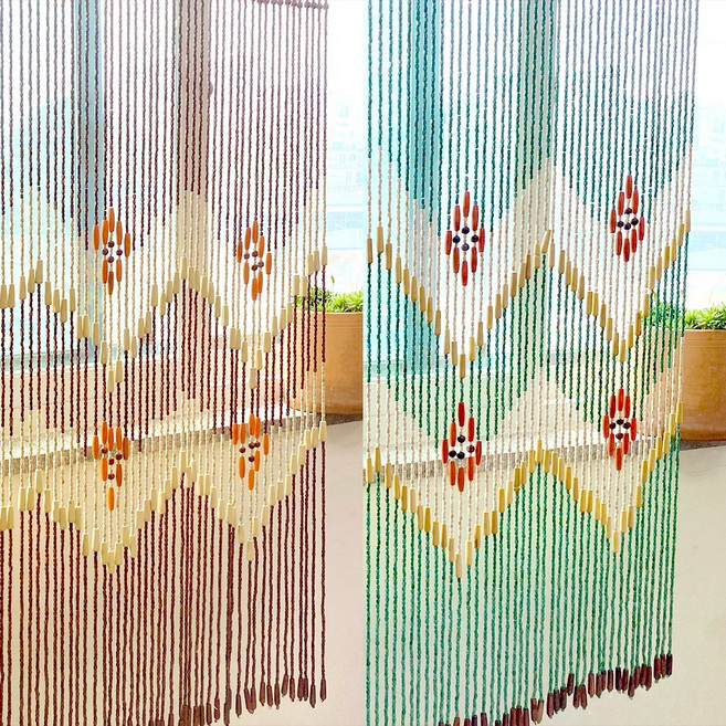 목각 구슬 문발 ( 빈티지 레트로 인테리어 소품 벽장식 우드발 우드볼 목각발 현관 문발 식당 중국집 이자카야 공간분리 파티션 가리개 ), 3.  브라운S