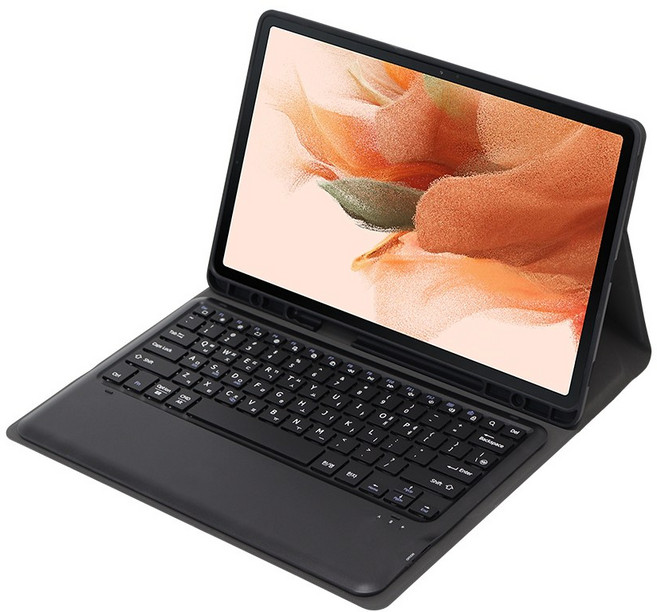 데이웍스 갤럭시탭 S7 FE S7+ S8+ 플러스 블루투스 키보드 북커버 케이스 S펜 수납 교육청 학교 디벗, 모티보 라이트_블랙