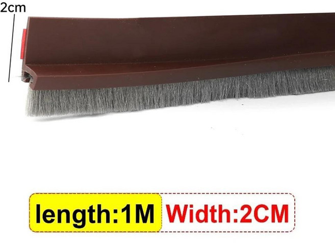 문틈막이 자가접착식 문 하단 틈새 채우기 밀폐 브러시 스트립 방풍 아래 바람막이, 1. Brown / A. 1M-(1PC) / 가...., 1개