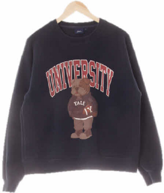 8453 예일 네이비 프린팅 면혼방 럭비도그레터링맨투맨 [1]