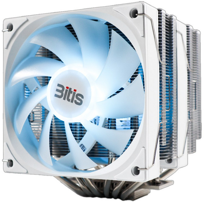 비티즈 6열 듀얼타워 120mm LED 공랭 CPU 쿨러 인텔 AMD 겸용, 1개, 화이트, T620 ARGB LED