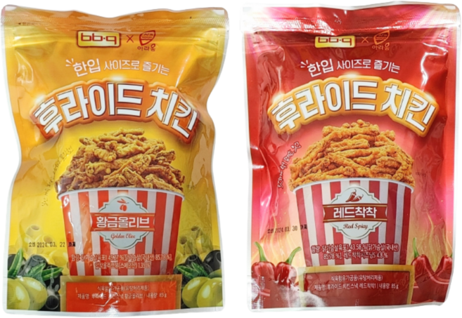 bbq 후라이드치킨 황금올리브 스낵 85g + 레드착착 85g (+사탕1개 증정), 1개