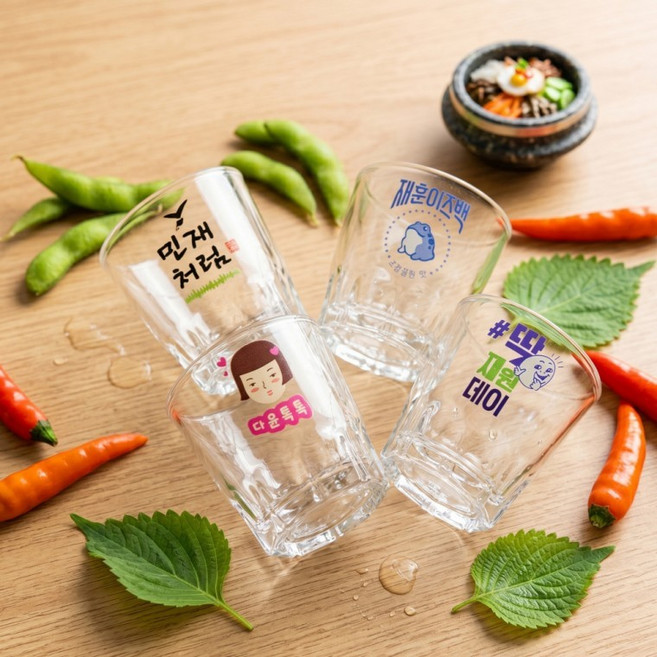1+1 커스텀 소주잔 이니셜 술잔 제작 맞춤형 술컵 투명 글라스 증정용 혼술 기념일, 1개, 1+1 커스텀 소주잔_딱 좋은데이_처음처럼