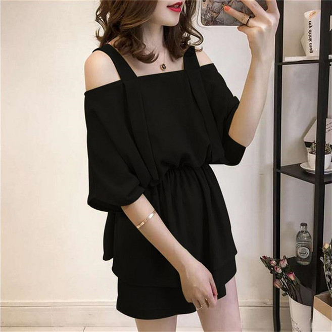 besteffie 투피스세트 여성 여름 어깨트임 캐주얼 루즈핏 투피스 편한바지 상하세트 K51