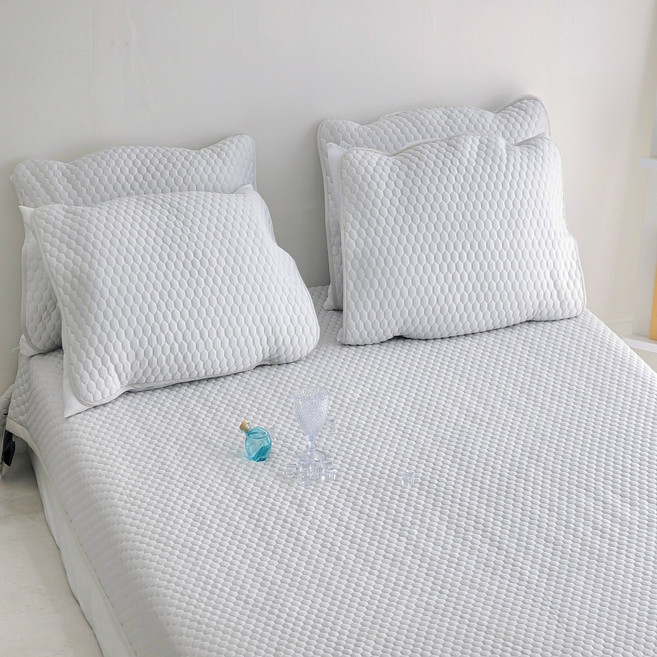 따시온 접촉냉감 차가운 아이스웰 여름 침대패드, 꿀집-그레이