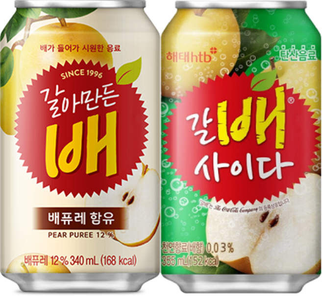 해태 갈아만든 배 갈배 사이다 3캔씩 뚱캔 340ml 355ml x 6캔