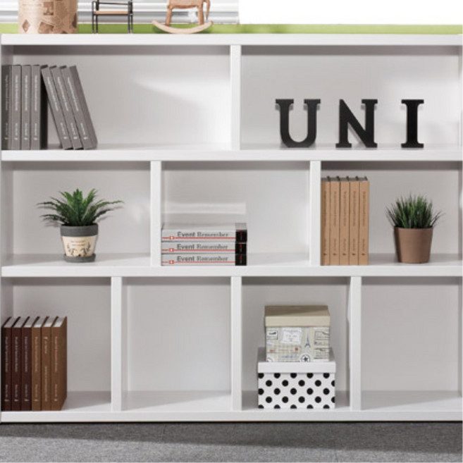 리기굿 두꺼운 3단 가로형 1500 오픈형책꽂이장 거실장식선반가구 아이방책장, 화이트