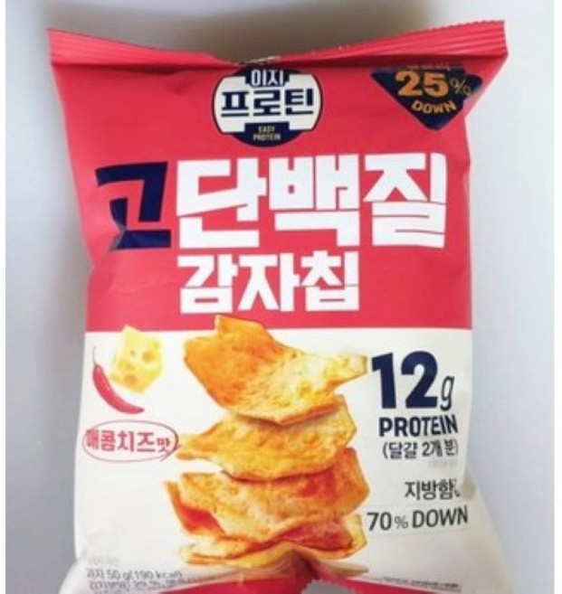 롯데웰푸드 이지프로틴 고단백질 감자칩 매콤치즈맛, 50g, 20개
