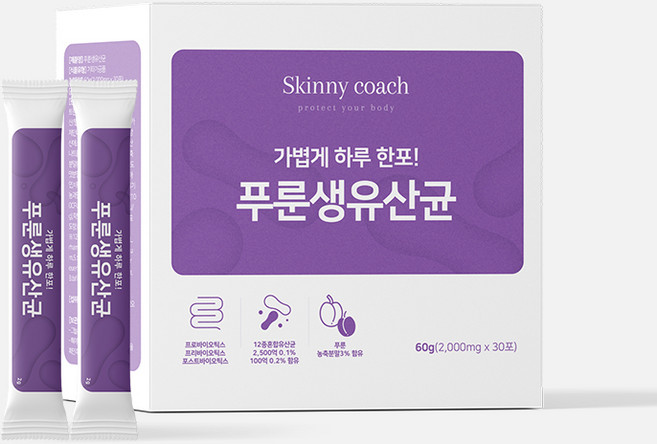 푸룬생유산균 2500억CFU 프로바이오+포스트바이오+프리바이오 3종바이오틱스 30포, 60g, 1개
