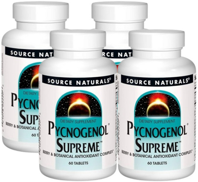 4통 소스네추럴 피크노제놀 Supreme 60정 Source Naturals Pycnogenol, 4개