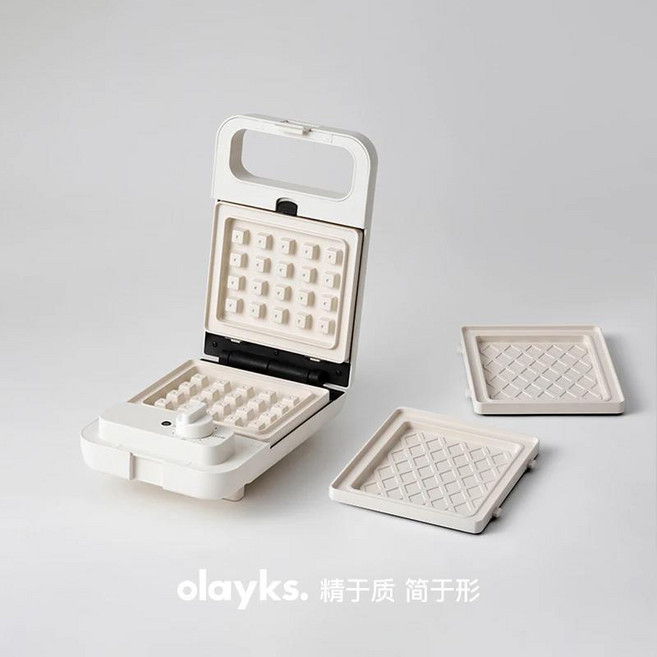 220V olayks 샌드위치 메이커 타이머 아침 식사 기계 홈 소형 다기능 와플 빵, 타이머기능 와플메이커 + 추가 세라믹 플레이트