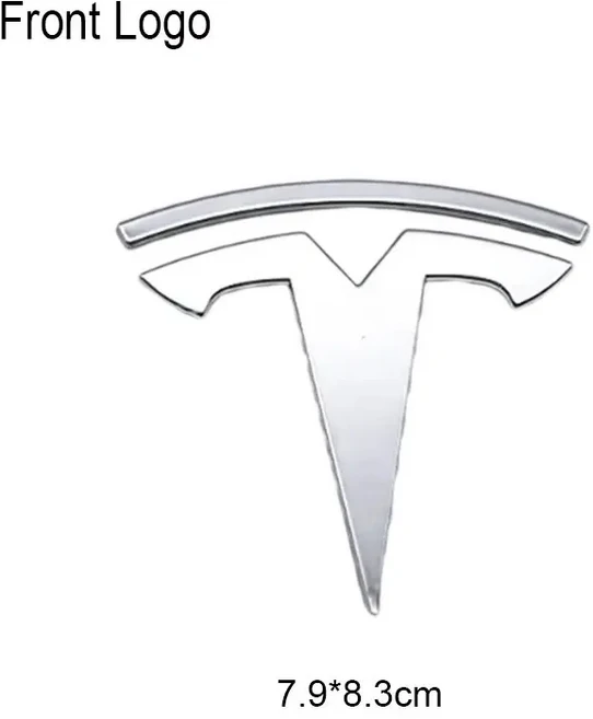 3D ABS 자동차 스티어링 휠 로고 스티커 전면 헤드 후드 엠블럼 후면 트렁크 배지 테슬라 모델 Y 교체 데칼, 04 Front  chrome