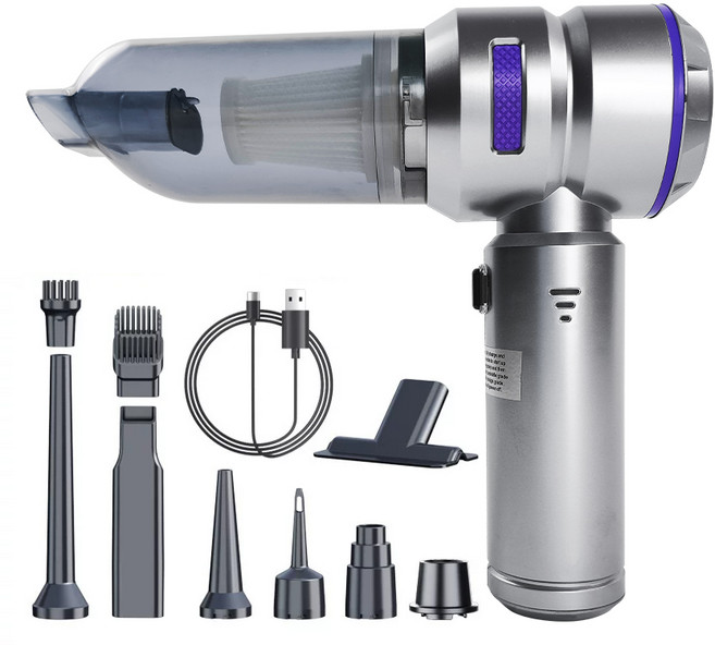 [국내출고] 무선 에어클린 멀티툴 프로 불고 빨고 휴대용 가벼운 차량용 진공청소기 송풍기, VC-101, 실버