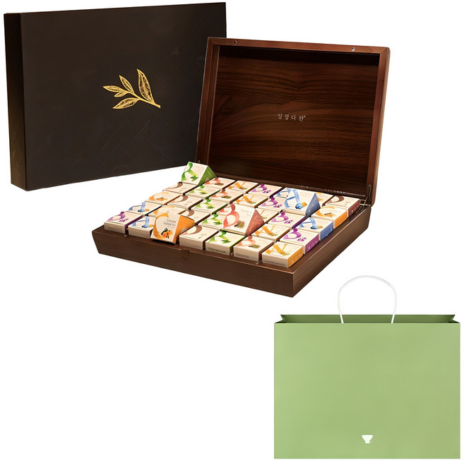 쌍계명차 큐브 우드 35p 선물세트, 전통차 7종 + 쇼핑백, 1세트