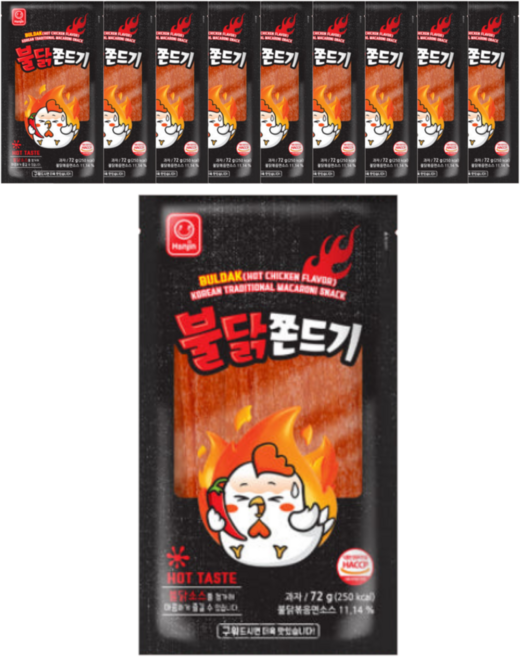 [푸드원스토어] 한진식품 불닭 쫀드기, 72g, 10개