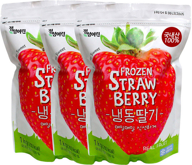 정성어린 국내산 냉동딸기 / 아이스딸기, 3개