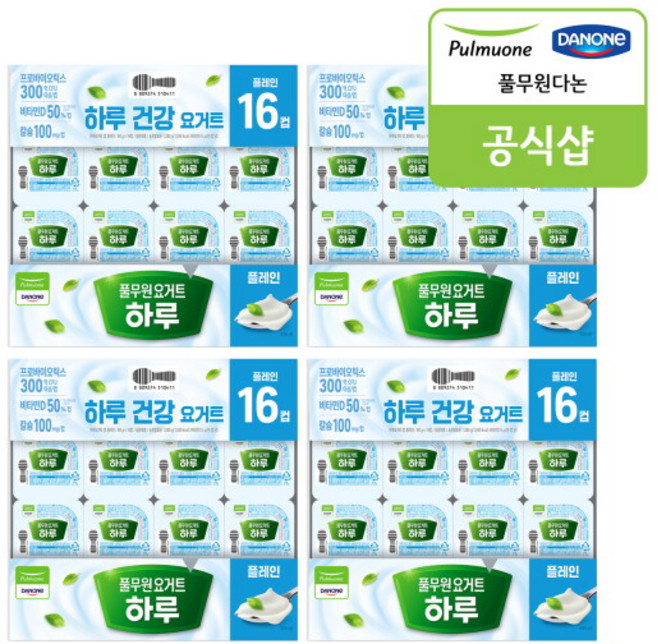 [풀무원다논] 하루요거트 컵 플레인 16입(80g x 16입) x 4개