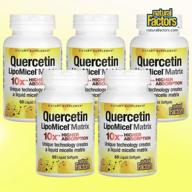 네츄럴 펙터스 퀘세틴 퀘르세틴 리포미셀 매트릭스 액상 소프트젤 60정 5통 - 쿠팡