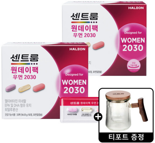 센트룸 원데이팩 우먼2030 (30팩) 94.05g x2개 + 센트룸 티포트, 2개, 30회분