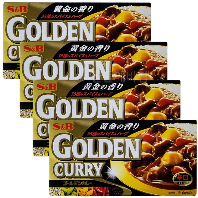 에스앤비 골든카레 매운맛, 198g, 4개 - 쿠팡