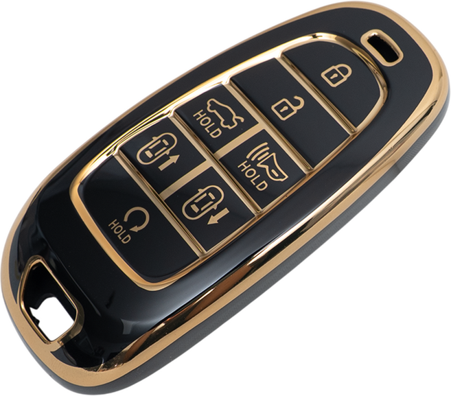 현대 호환 스마트 차 키케이스 키홀더 TPU 키커버 리모컨, 블랙골드, TA34-7버튼