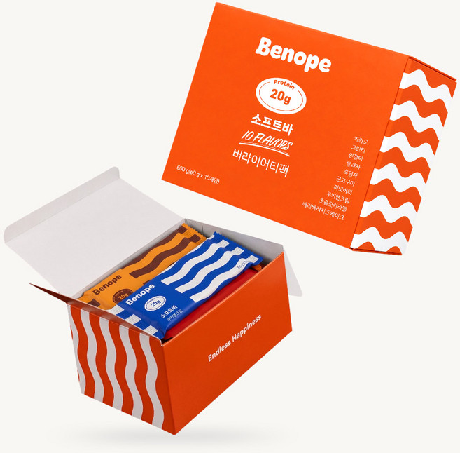 베노프 프로틴 소프트바 60g x 10종 버라이어티 세트, 1개, 600g
