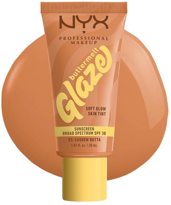 NYX PROFESSIONAL MAKEUP 프로페셔널 메이크업 버터멜트 글레이즈 소프트 글로우 스킨 틴트 + SPF 30 12시간 지속 02 바닐라 빈 버터, 1.01 플로리다 온스 (1개 팩), 03 캐슈 버터, 1개 - 쿠팡