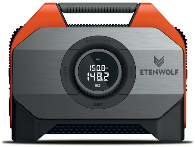 ETENWOLF VORTEX S6 휴대용 공기 압축기 100% 듀티 사이클 듀얼 실린더 19200 mAh 자동차 타이어 팽창기, 01 orange, 1개