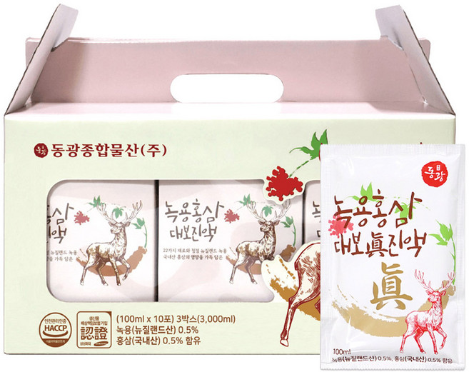[동광한방몰] 녹용홍삼대보진액 1개, 3L, 30포(100mlx30포)