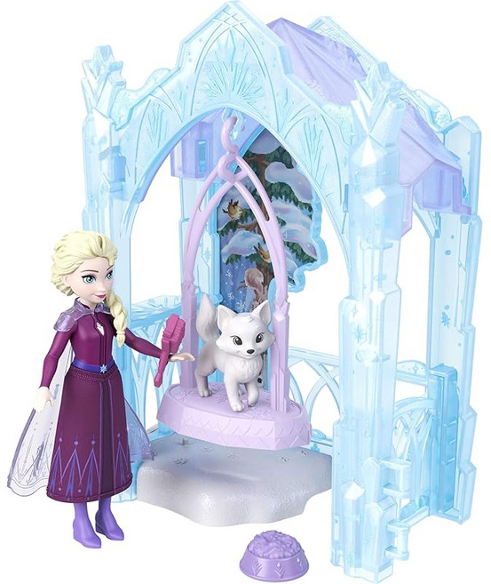 MATTEL 아나운서와 눈의 여왕 엘사의 코오리의 히미츠키치 가사네루 오시로 시리즈 플레이 세트 미니 인형 1장 포함 블루 JFG29, 1개, 상세페이지 참조