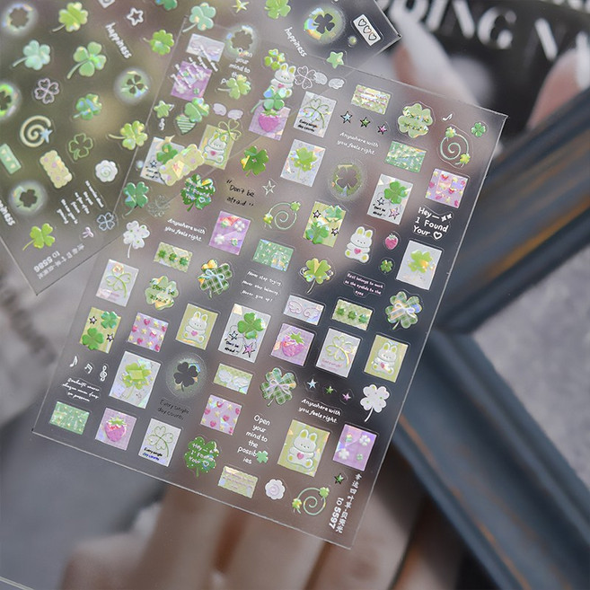 [퍼니네일]행운가득 네잎크로버 네일스티커 행운네일 클로버 다꾸스티커, 1개, 엠보스티커 - 285
