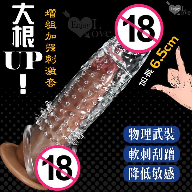 大根UP! 前端實心加長6.5cm 刺激套 透明白