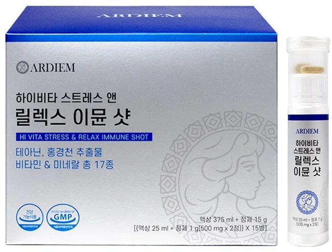 아르디엠 하이비타 스트레스 앤 릴렉스 올인원 이뮨 샷 25ml x 15병, 1개, 15회분 - 쿠팡