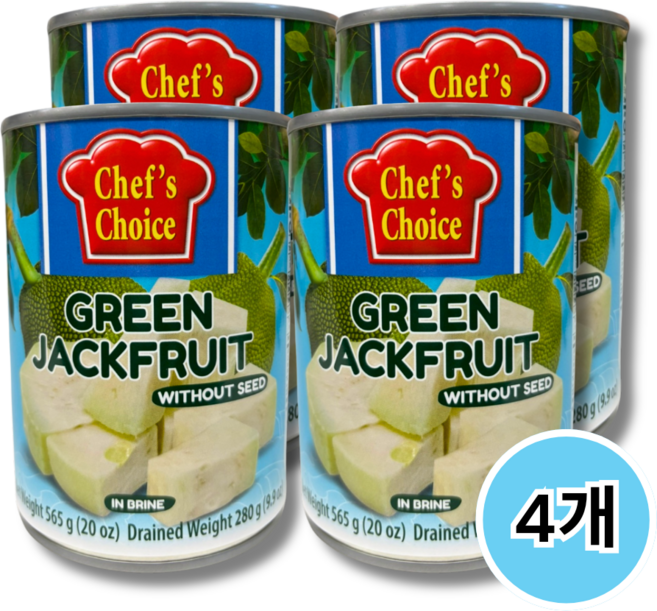 태국 쉐프초이스 그린 책후르츠 과일 통조림, 565g, 4개