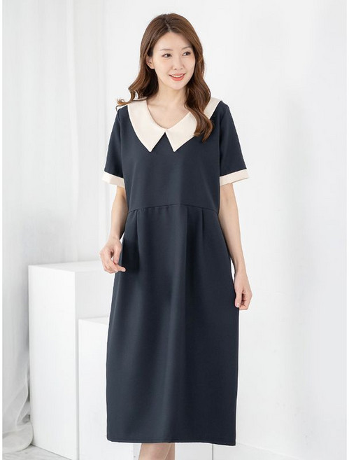 모슬린 엄마옷 원피스 반팔 카라 루즈핏 604FGH055 마담/중년여성/빅사이즈/50대/60대