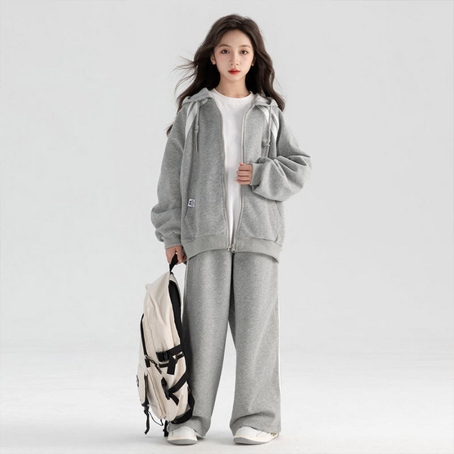 봄가을 주니어 아동 레일 후드집업 상하세트