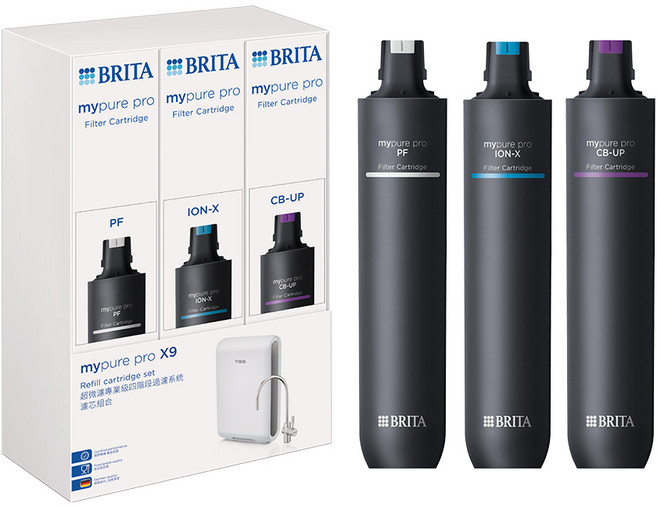BRITA mypure pro 德國專用一年份濾心組 有效濾除雜質 確保飲用水的純淨口感 德國工藝製造 品質保證, 1組, X9濾心