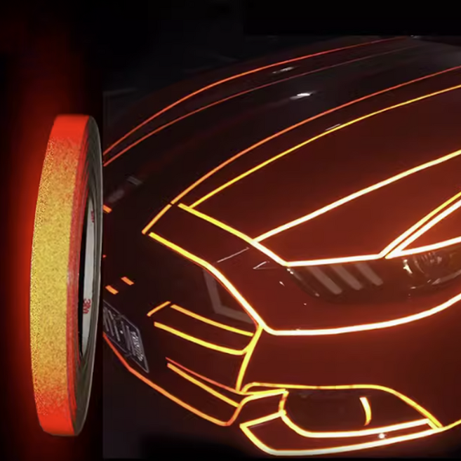 3M 쓰리엠 라인 빛 반사 테이프 자동차 오토바이 자전거 차량용 튜닝 데칼스티커, 레드, 1개
