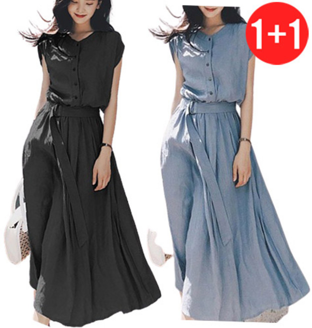 리더스타 반팔원피스 원피스 루즈핏 여성원피스 반팔 롱원피스 미디원피스